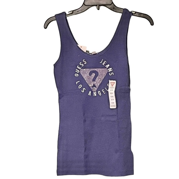 Guess Sequin Glitter Logo Ribbed Jessie Tank Top - Picture 4 of 6